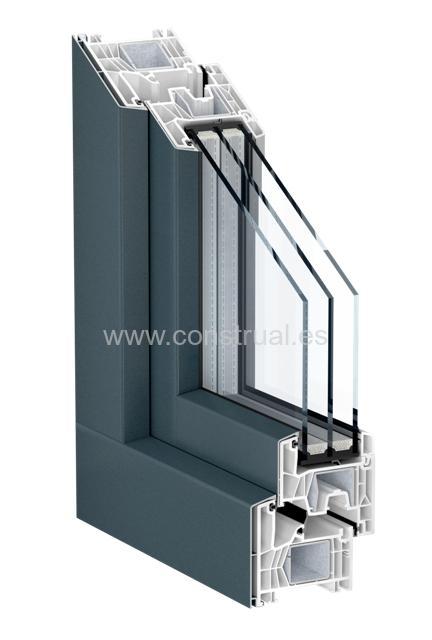 Construal 76 AluClip Sistema practicable AluClip. Ventanas abatible con estética de aluminio en el exterior.